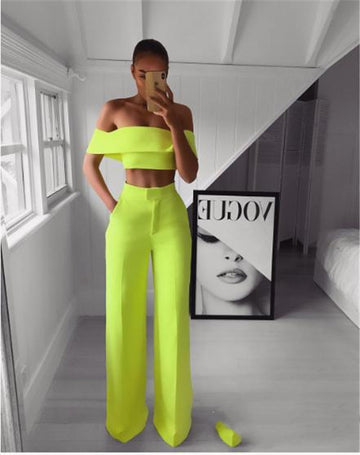 Off-Shoulder Crop Top & Pants Set