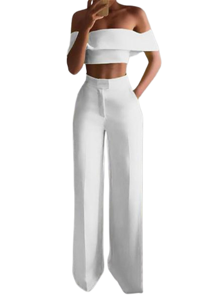 Off-Shoulder Crop Top & Pants Set