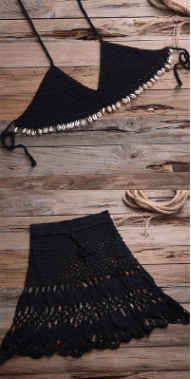 Crochet Beach Cover Up Skirt Set