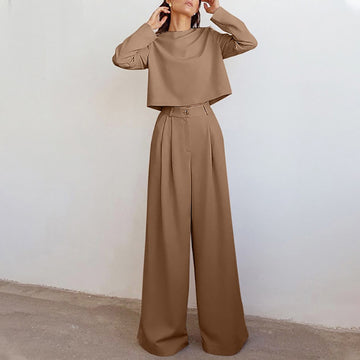 Long Sleeve Top & Wide Leg Pants Set